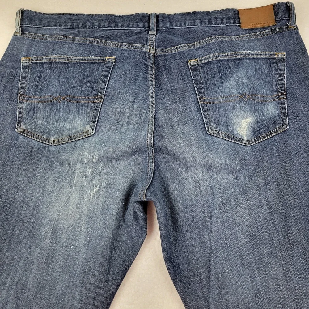 Thrashed Lucky Brand 363 Vintage Straight Candiani‎ 42 x 32 Cotton Blend READ***